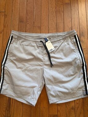 H&M Light Gray Athletic Shorts with Black Side Stripes